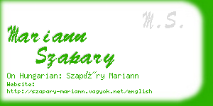 mariann szapary business card